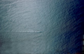 Ship as seen from 40,000 feet over the Pacific